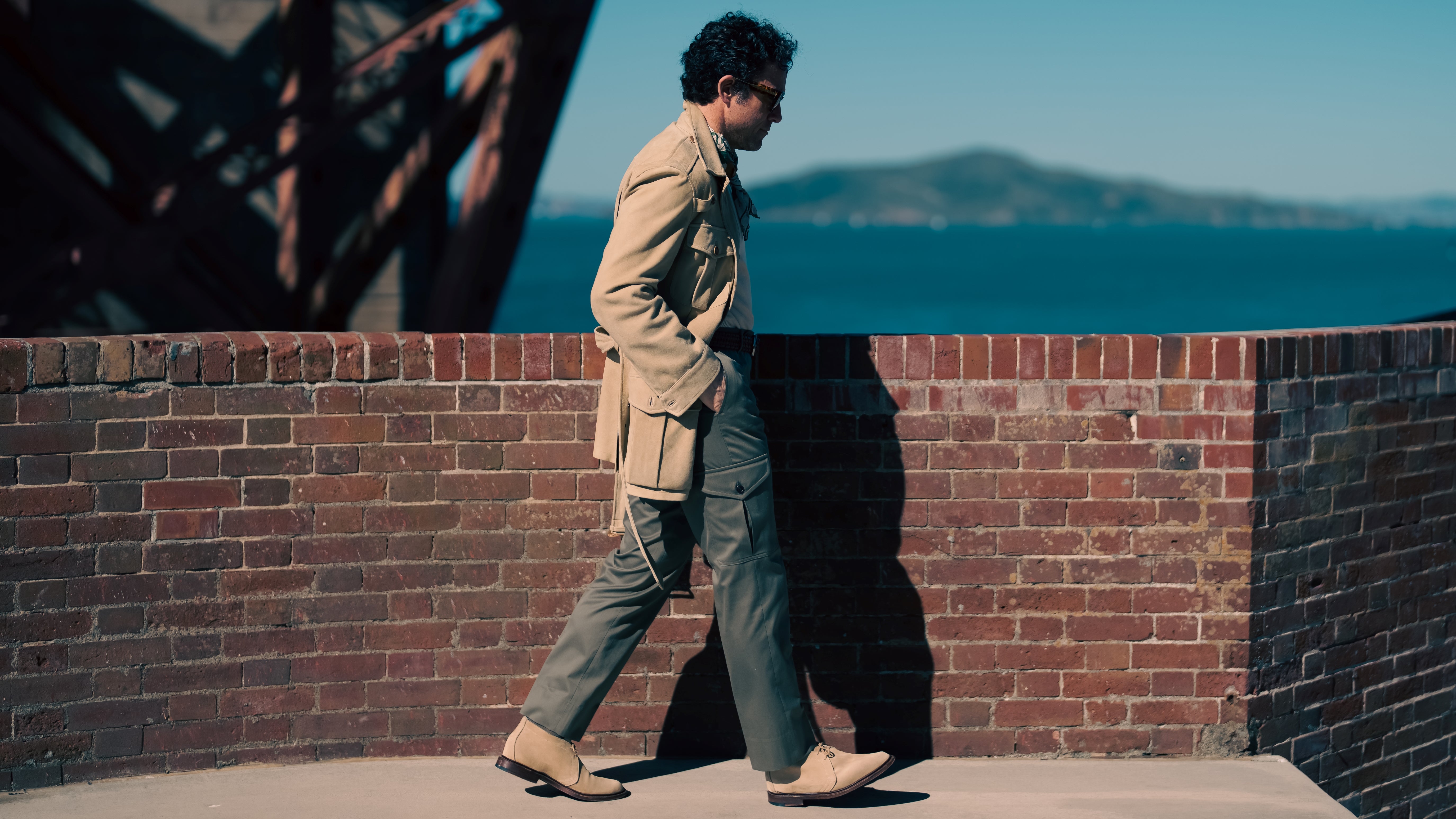 Green cotton trousers cargo